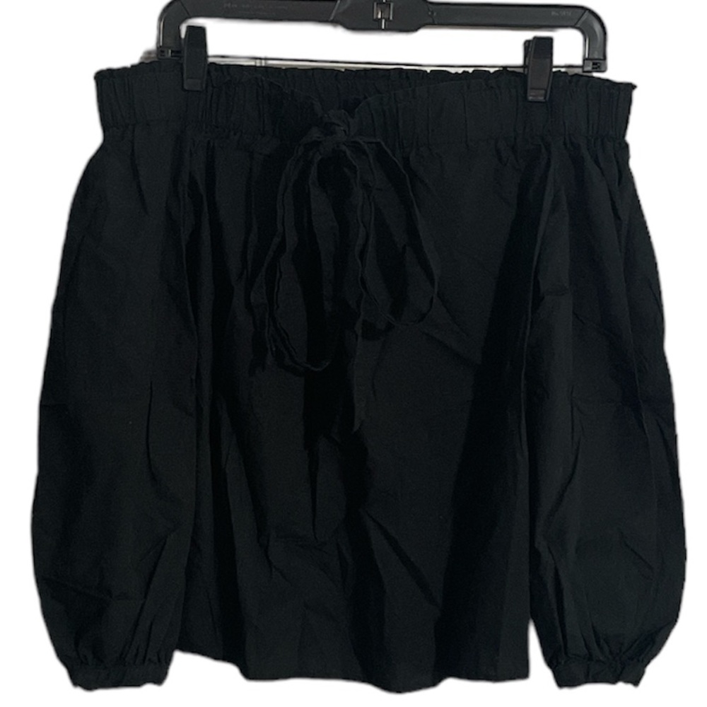 Who What Wear Black Off the Shoulder 100% Cotton Blouse